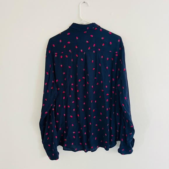 Rails Kate Navy Strawberry Long Sleeve Button Down Large - Picture 6 of 6